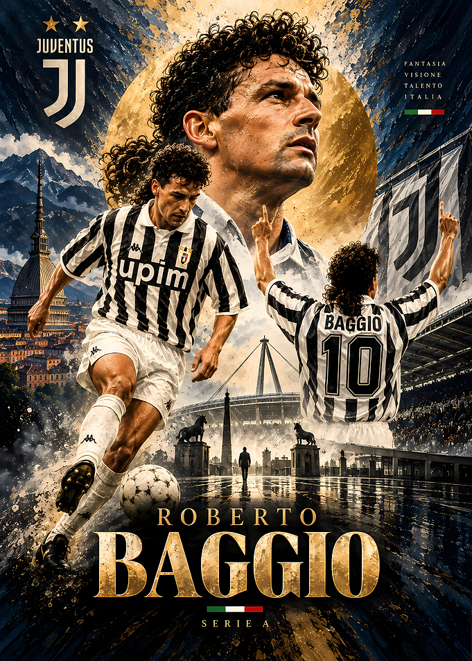 Roberto Baggio Juventus Football Poster