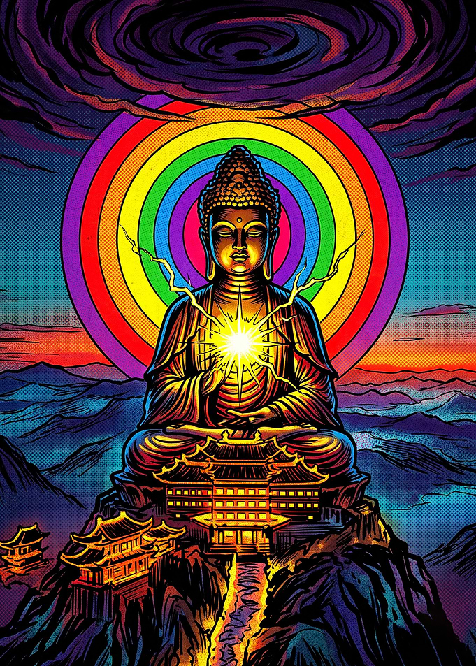 Psychedelic Buddha Meditation Art