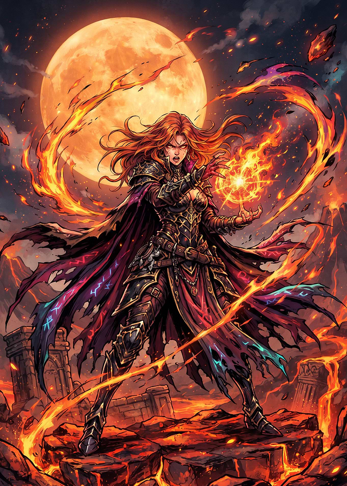 Fire Mage Warrior in Battle