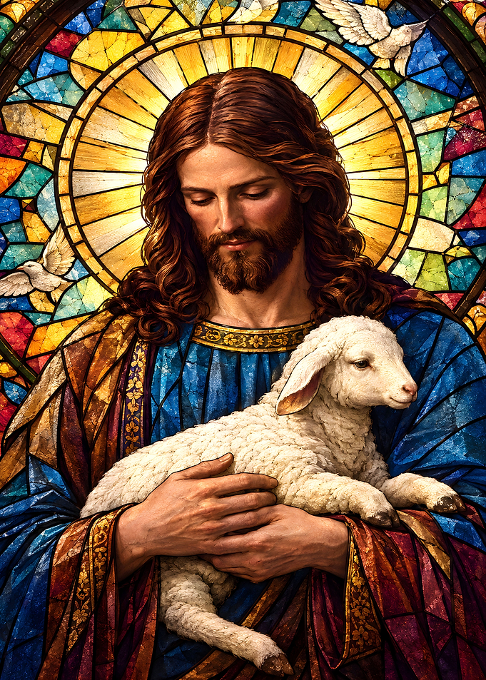 Jesus Christ Holding a Lamb
