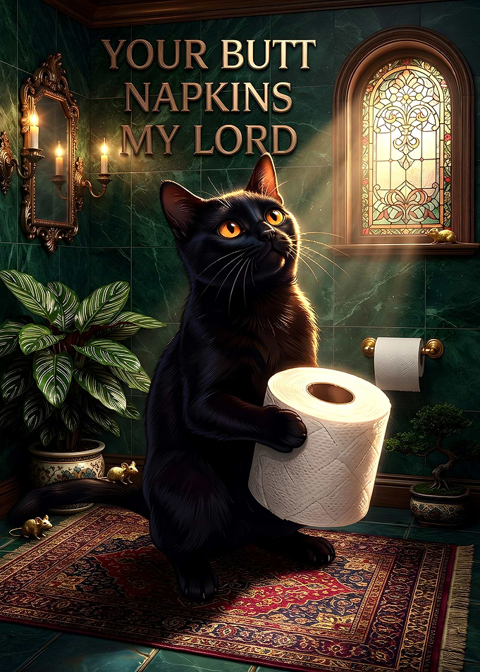 Funny Black Cat Toilet Paper Butler