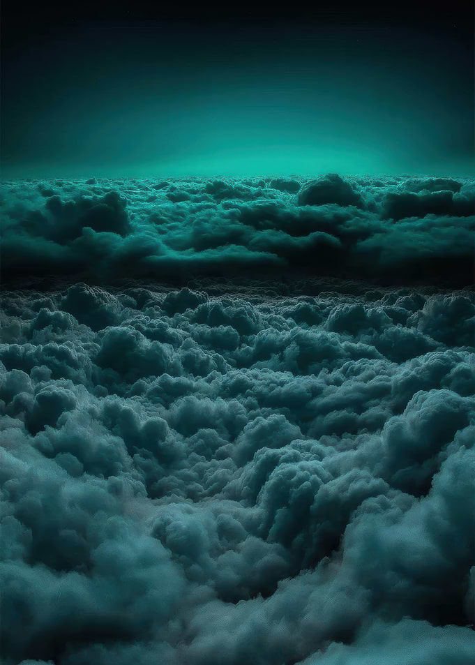 Ethereal Teal Cloudscape at Night