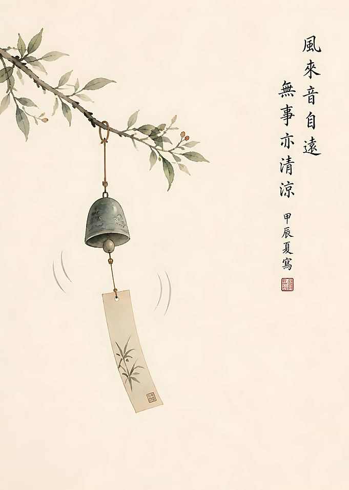 Traditional Japanese Wind Chime Illustration