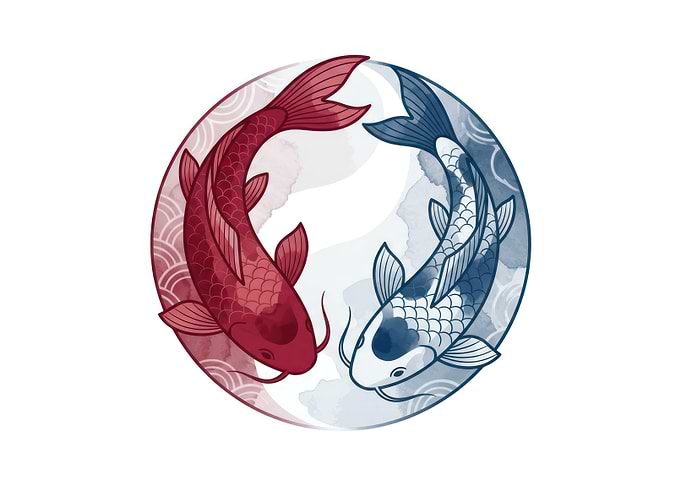 Red and Blue Koi Yin Yang