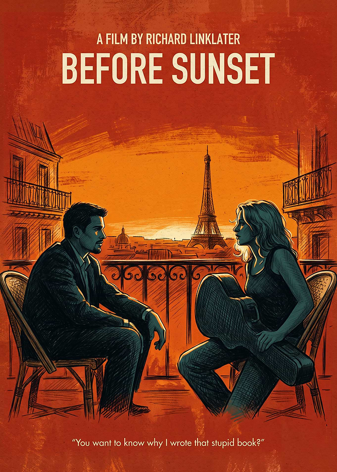 Before Sunset Romantic Drama Retro Art