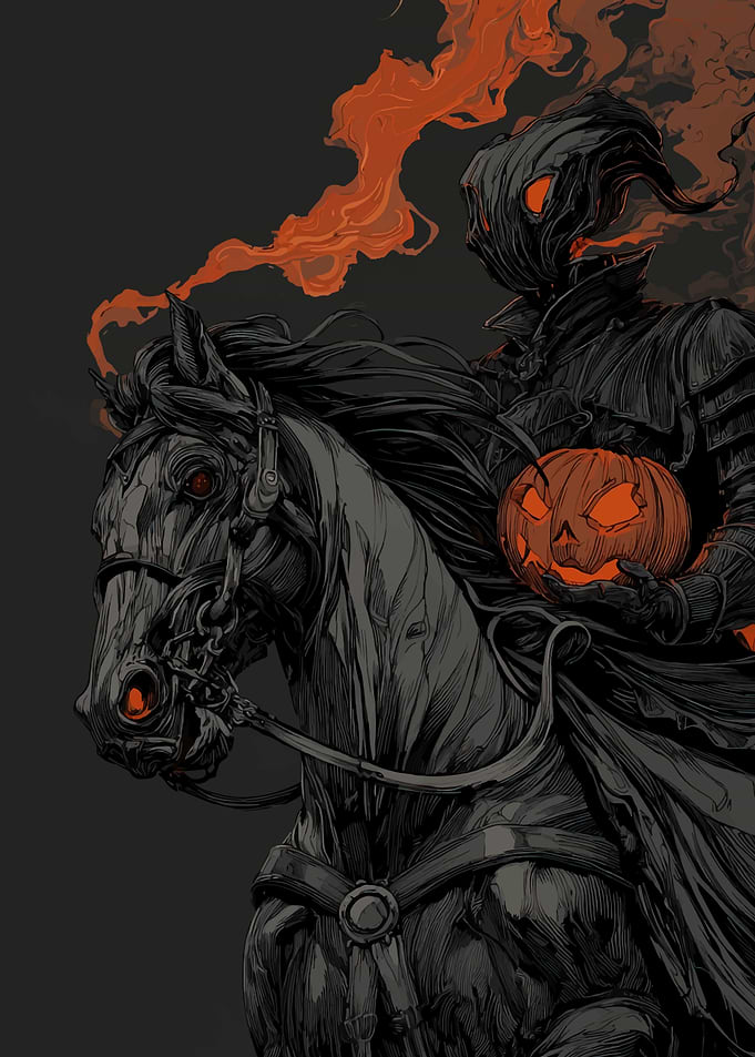 Headless Horseman Halloween Illustration