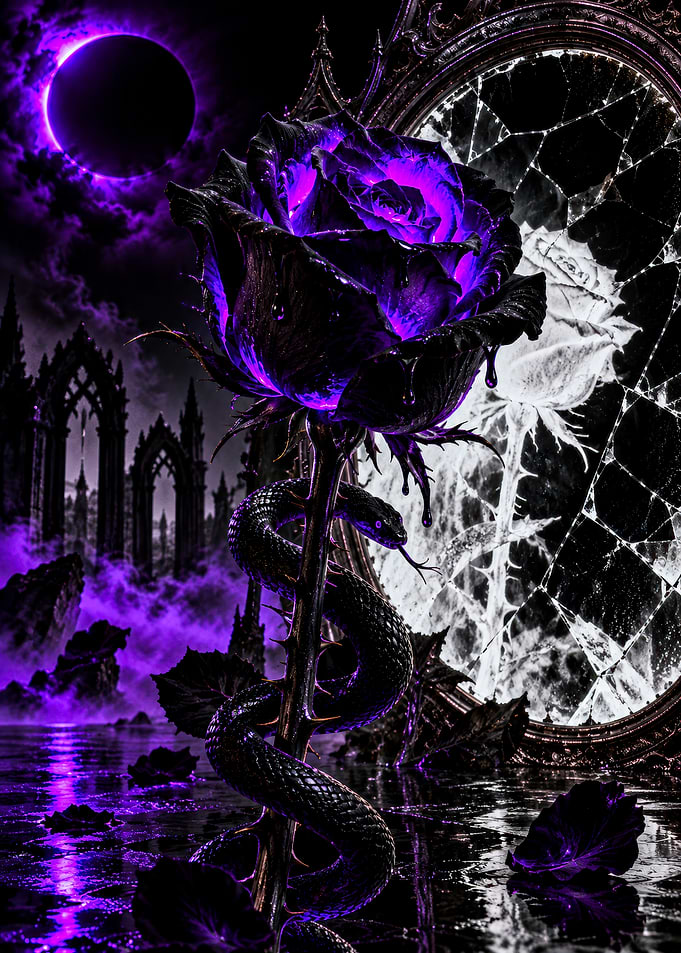 Gothic Purple Rose and Serpent