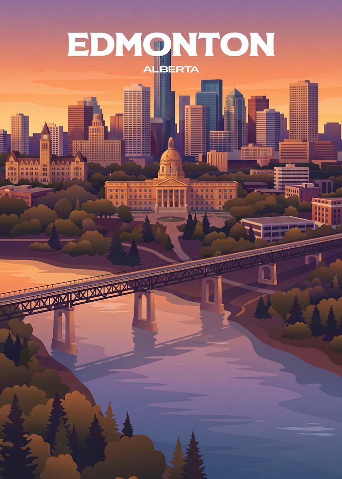 Edmonton Alberta Cityscape Travel Poster