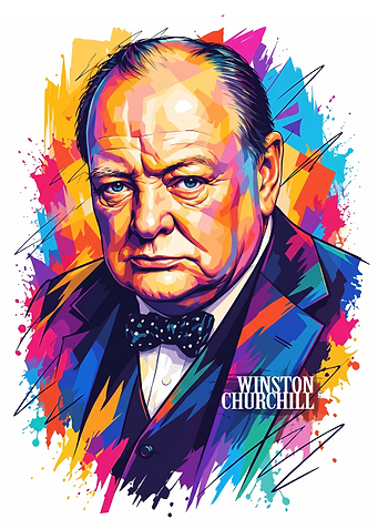 Winston Churchill Colorful Pop Art Portrait