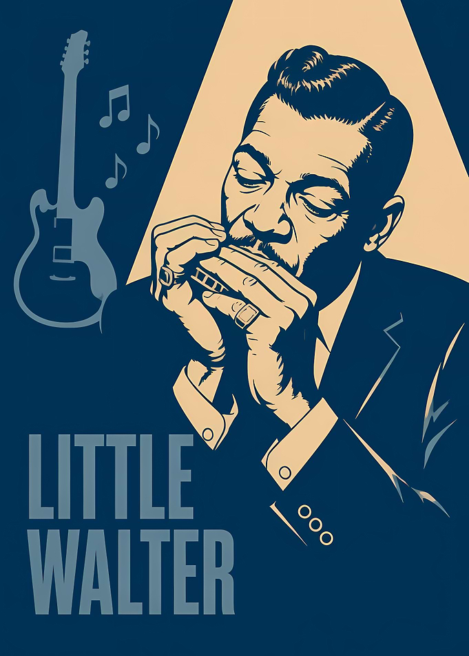 Little Walter Blues Harmonica Poster