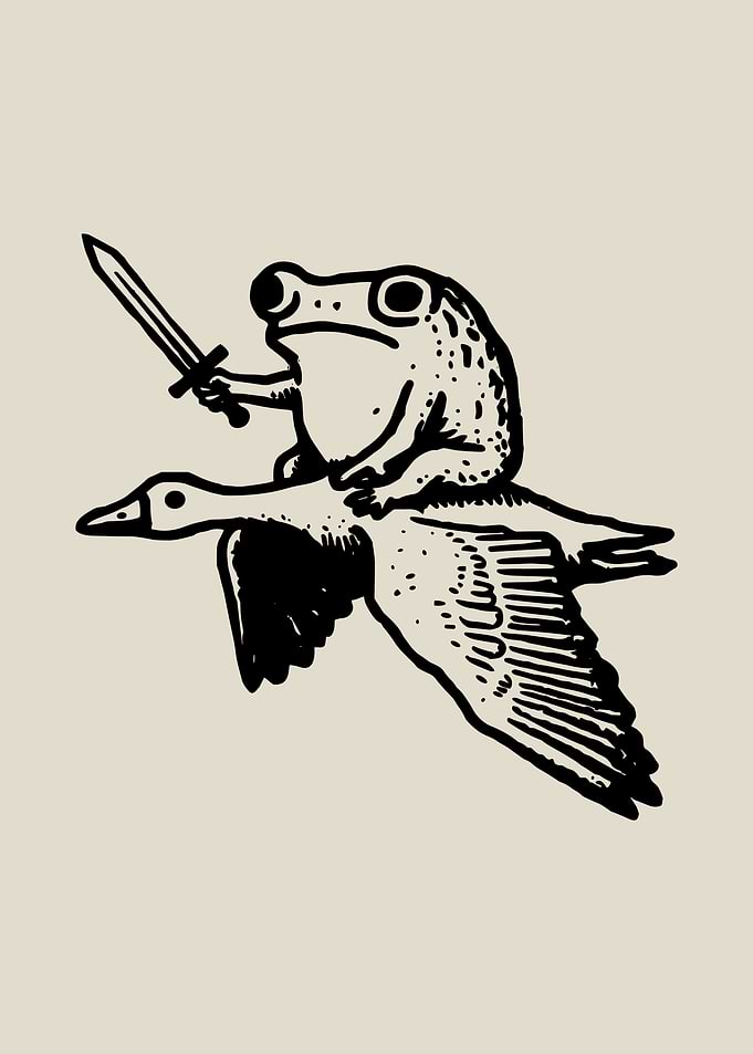 Frog Knight Riding a Goose