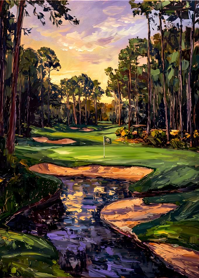 Augusta National Golf Course Sunset Painting