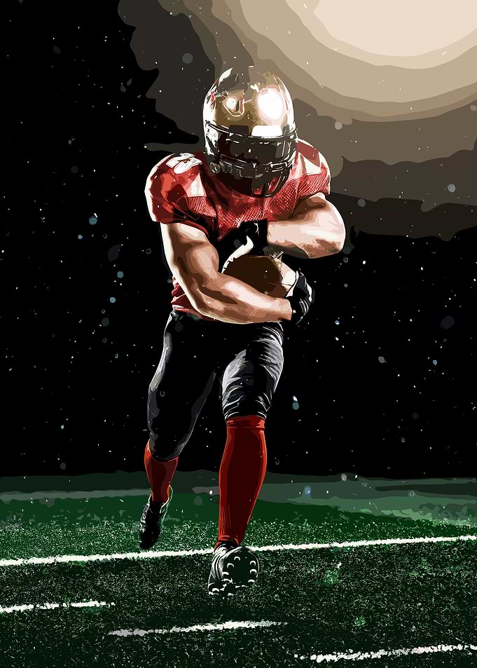 American Football Player Running