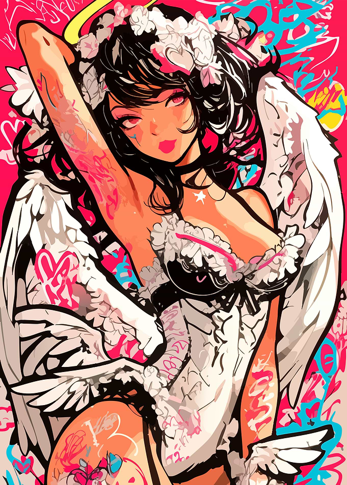 Graffiti Style Angel Anime Girl