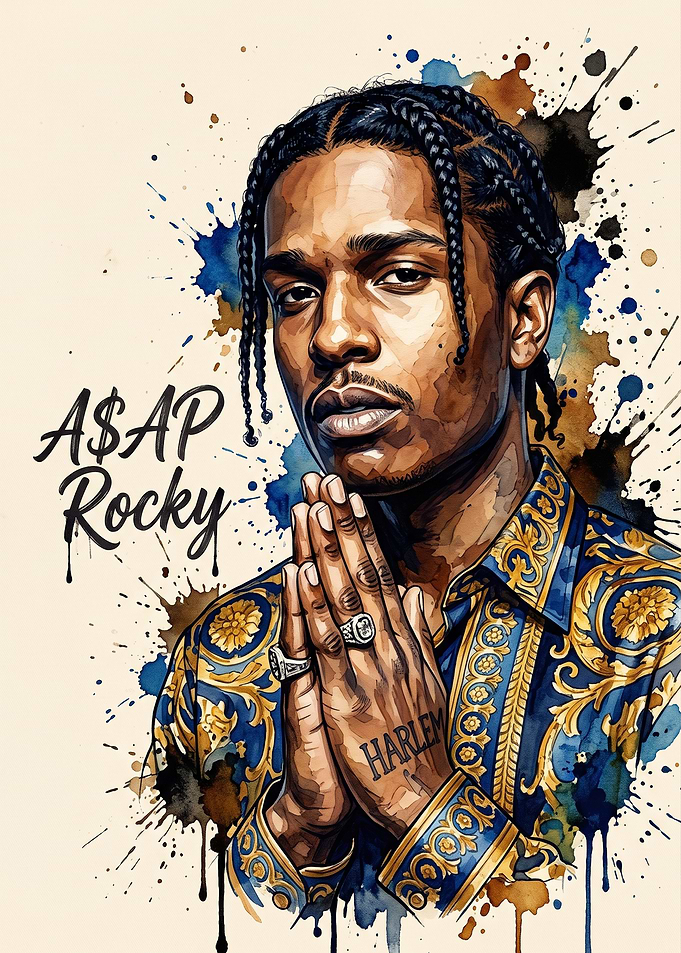 A$AP Rocky Watercolor Portrait