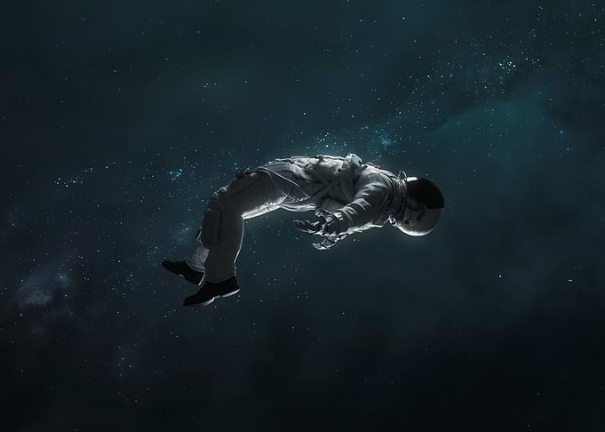 Astronaut Floating in Deep Space