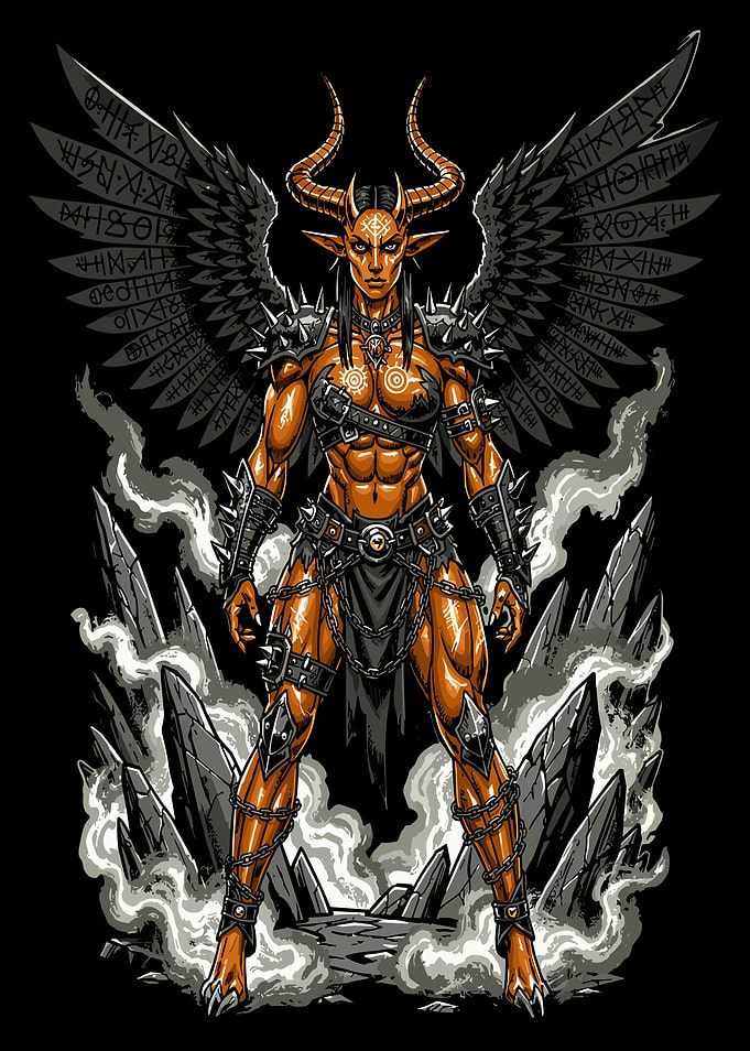 Orange Horned Demon Warrior