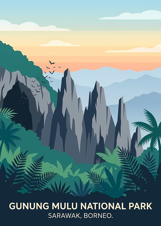 Gunung Mulu National Park Travel Poster
