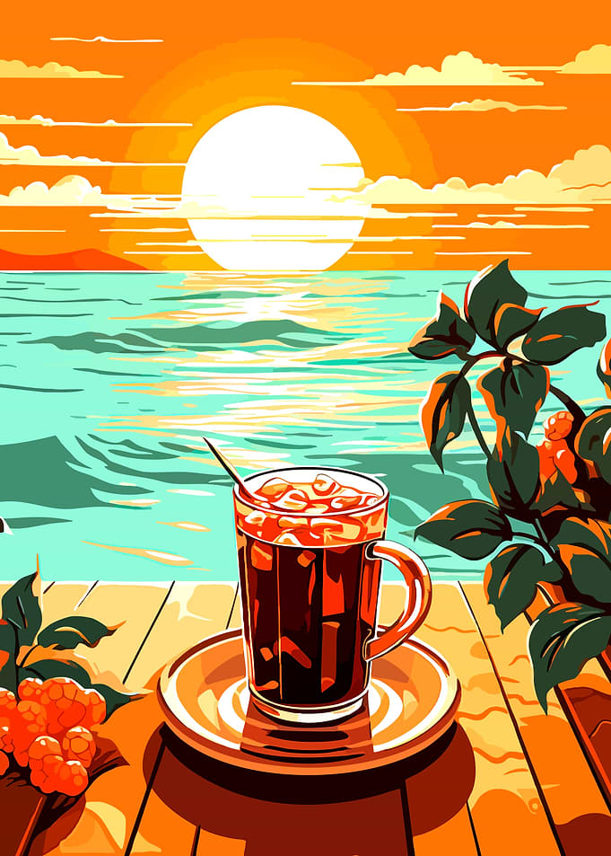 Iced Coffee at Sunset