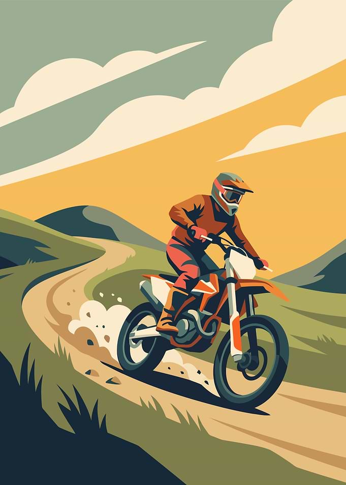 Motocross Rider on Dirt Path