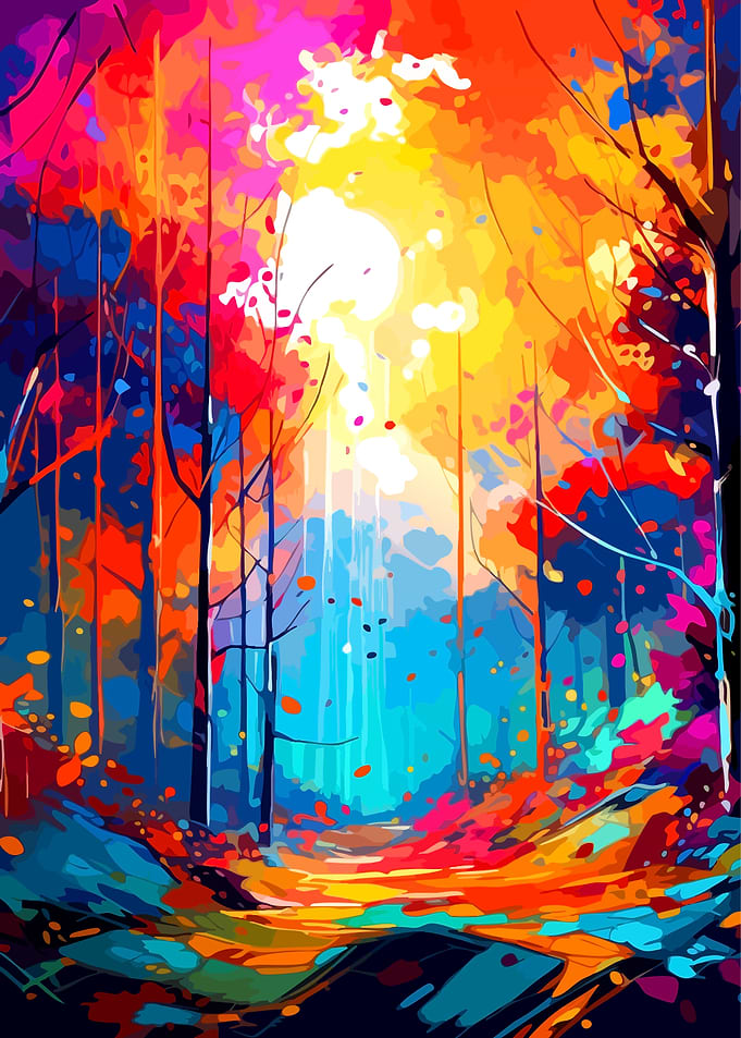 Vibrant Abstract Autumn Forest Scene
