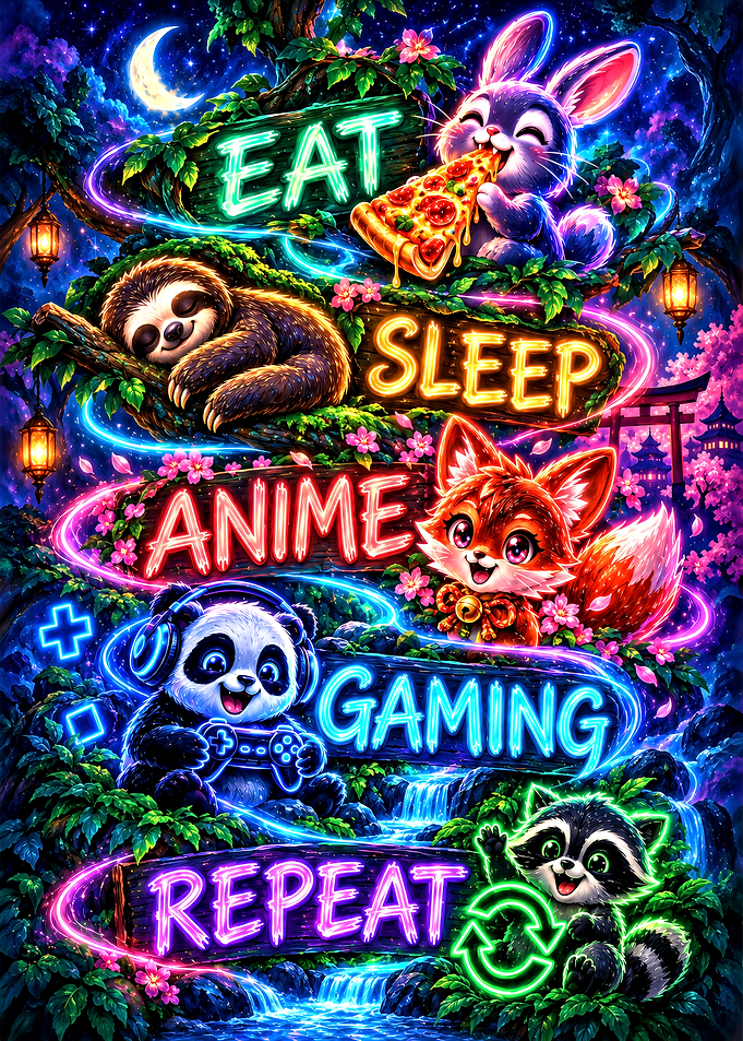 Neon Forest Animals Gaming Poster