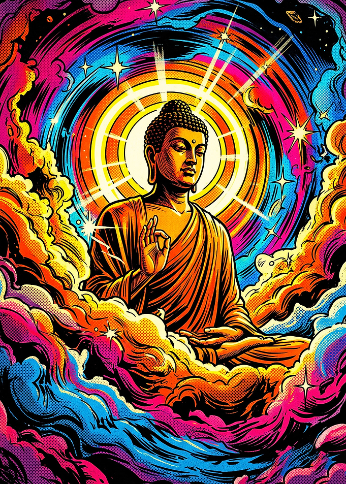 Psychedelic Cosmic Buddha Meditation Art