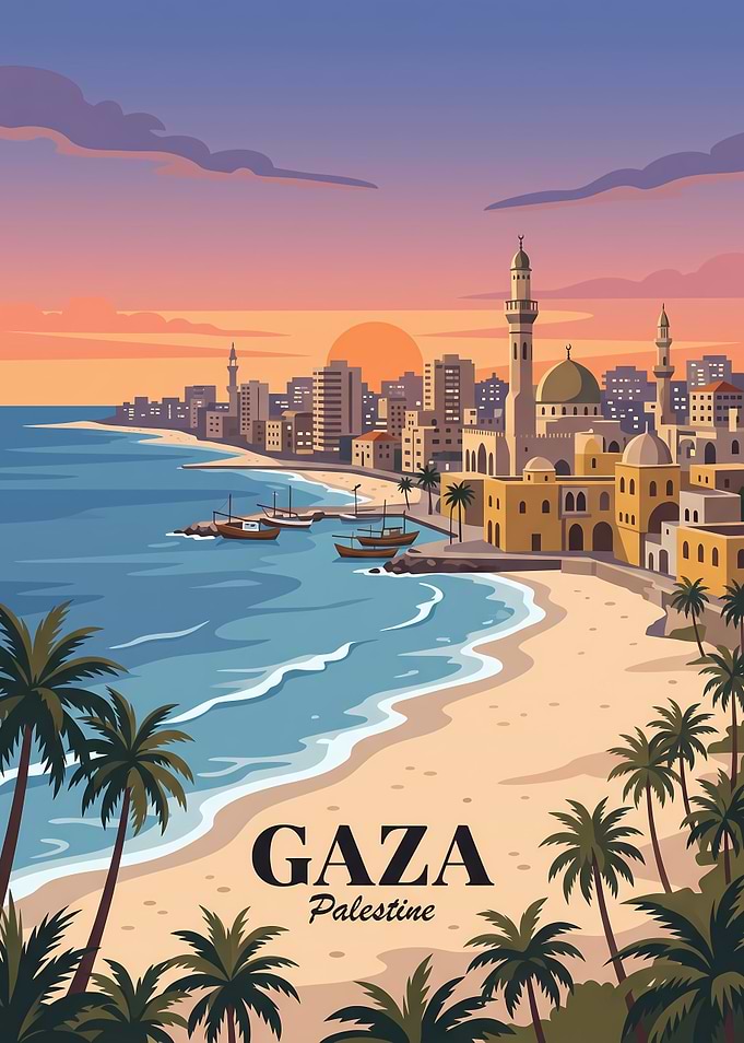 Gaza Palestine Coastal Cityscape Poster
