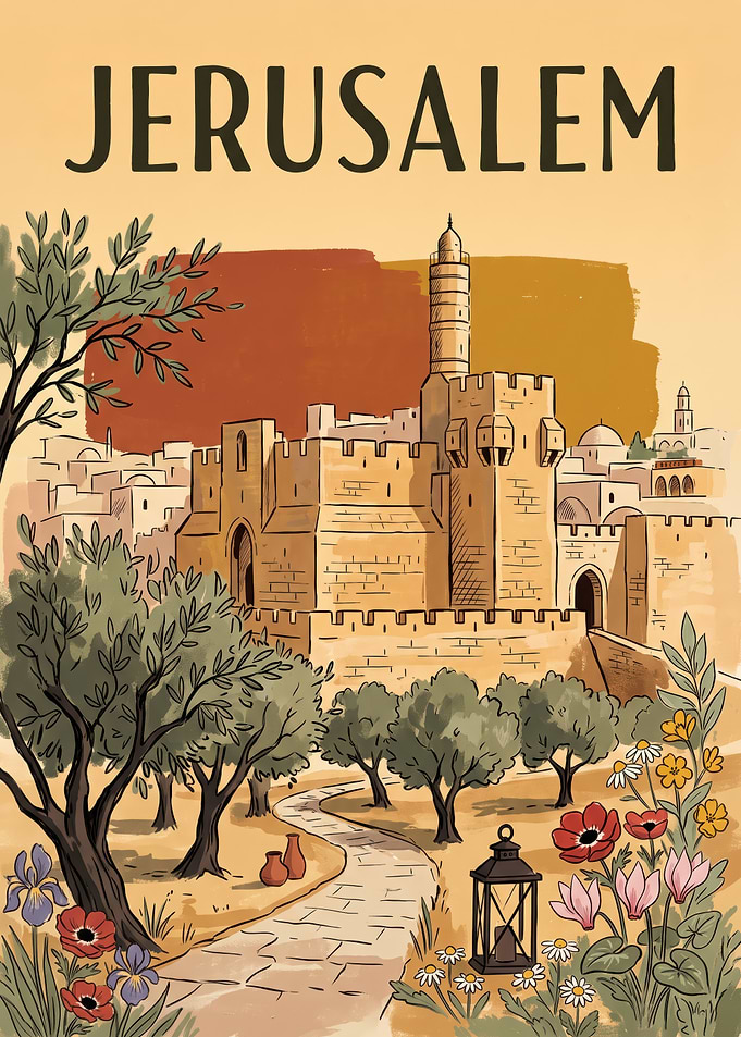 Vintage Jerusalem Travel Poster