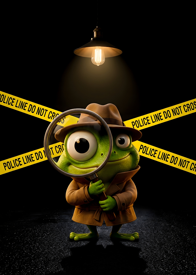 Detective Frog with Magnifying Glass