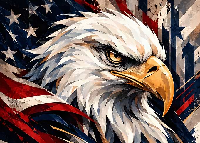 Patriotic Bald Eagle American Flag Art