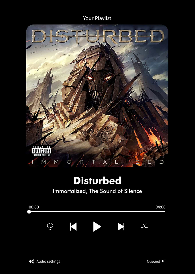 Disturbed Immortalized Album Music Player Interface
