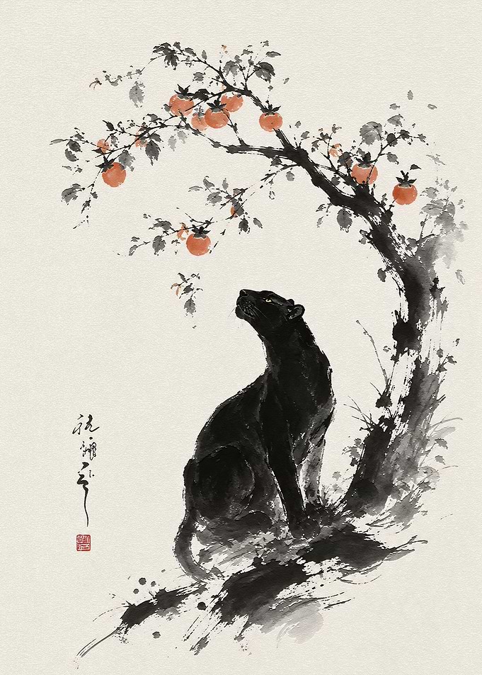 Black Panther Under Persimmon Tree