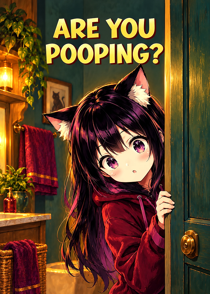 Anime Cat Girl Bathroom Door Meme