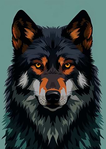 Stylized Portrait of a Wolf