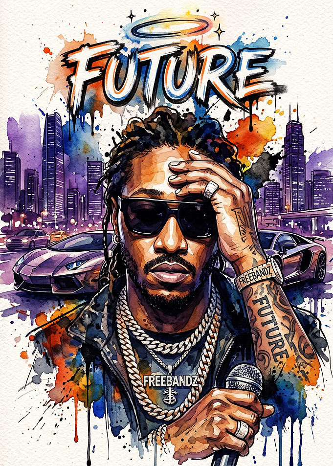 Future Rapper Watercolor Portrait
