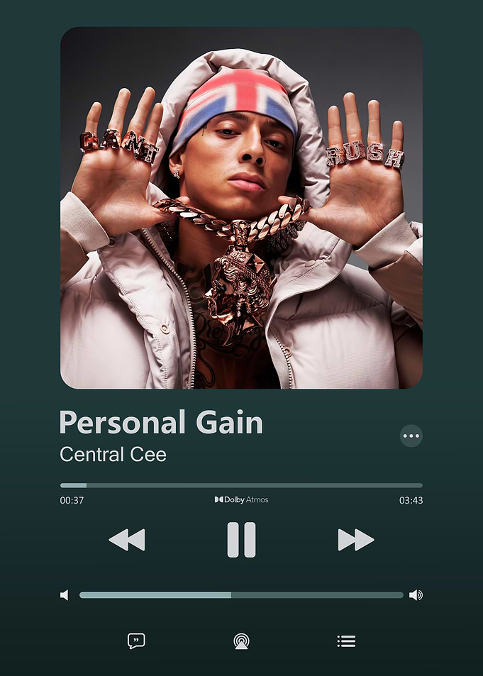 Central Cee Personal Gain Music Player