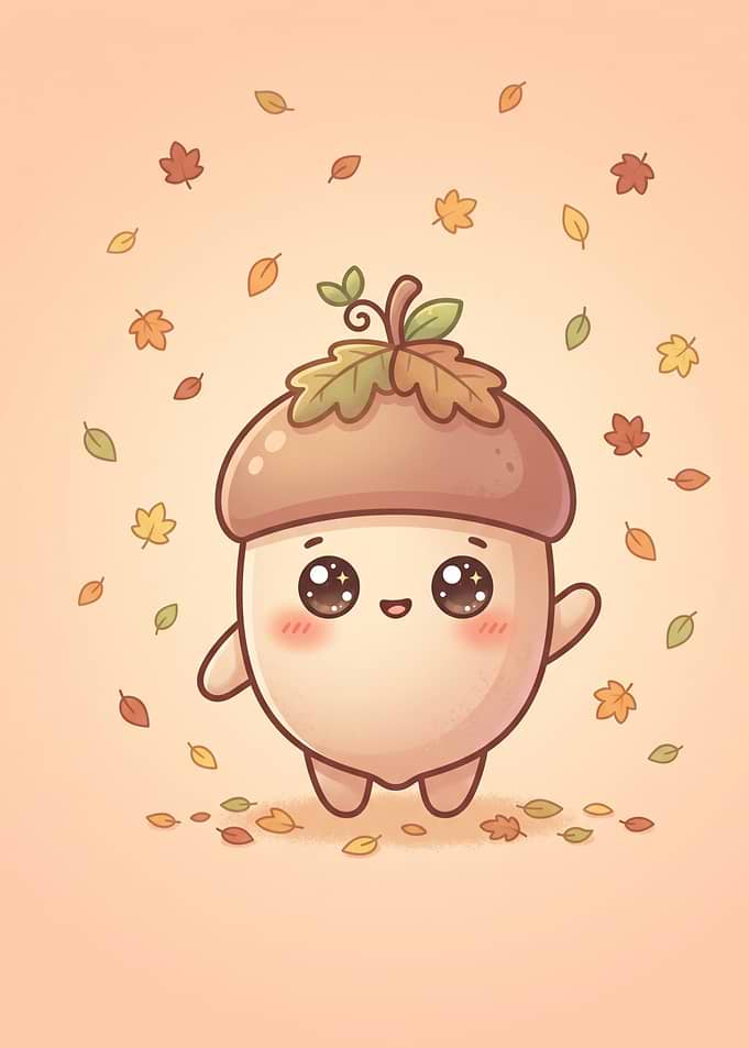 Cute Kawaii Acorn Character