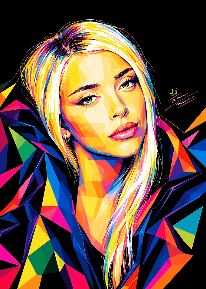Colorful Geometric Portrait of Blonde Woman
