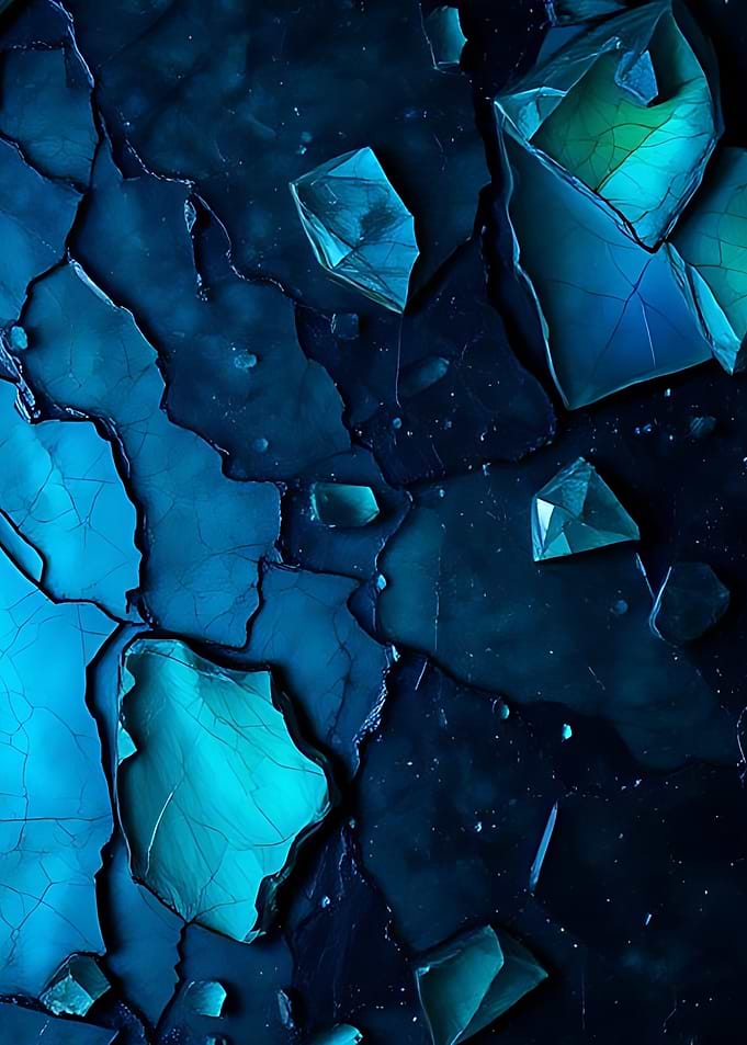 Abstract Blue Cracked Crystal Texture