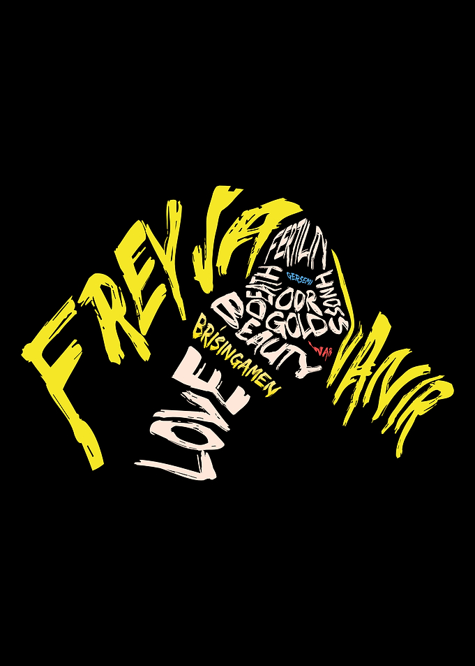 Freyja Typography Portrait - Norse Mythology