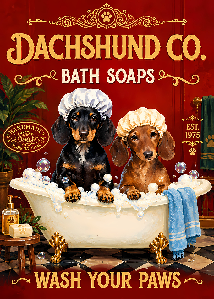Dachshund Co. Bath Soaps Vintage Poster