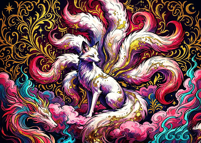 Nine-Tailed Kitsune Fantasy Art