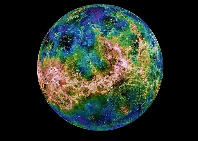 Topographic Map of Planet Venus