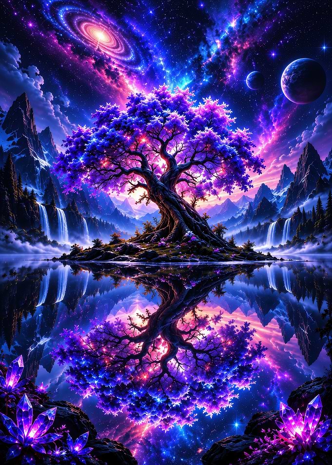 Ethereal Cosmic Tree Landscape