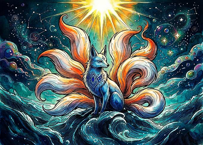 Celestial Nine-Tailed Fox Fantasy Art