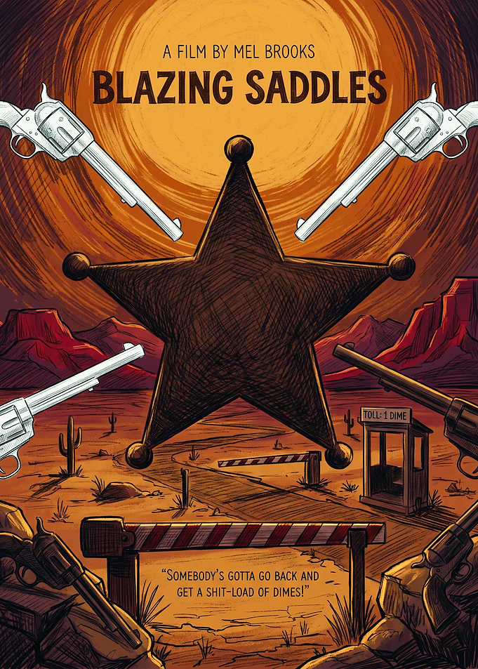Blazing Saddles Satirical Western Art