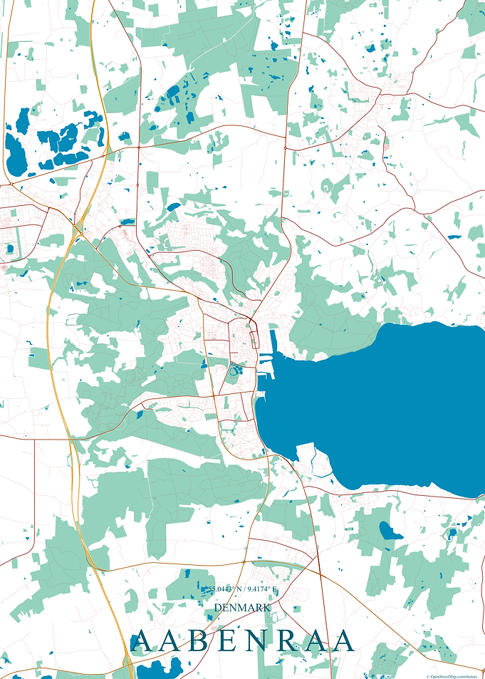 Minimalist Map of Aabenraa Denmark