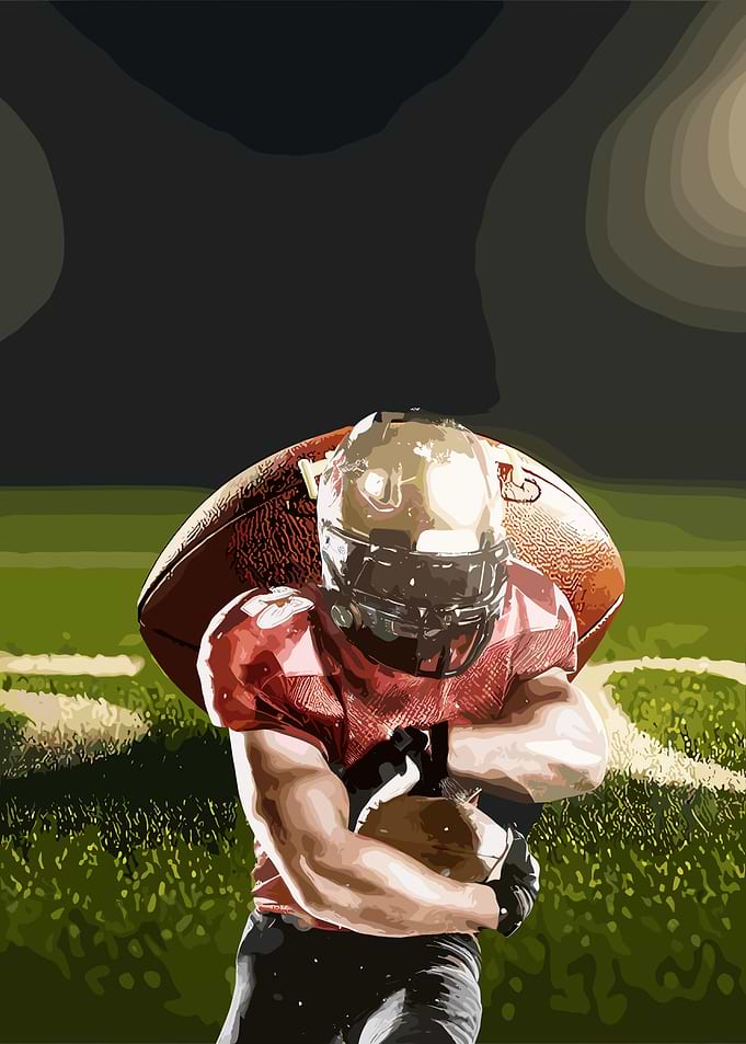 American Football Player Running with Ball