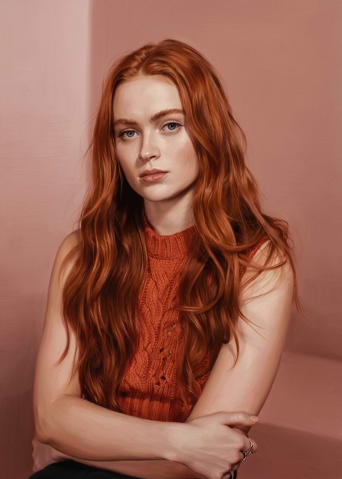 Portrait of Sadie Sink Painting